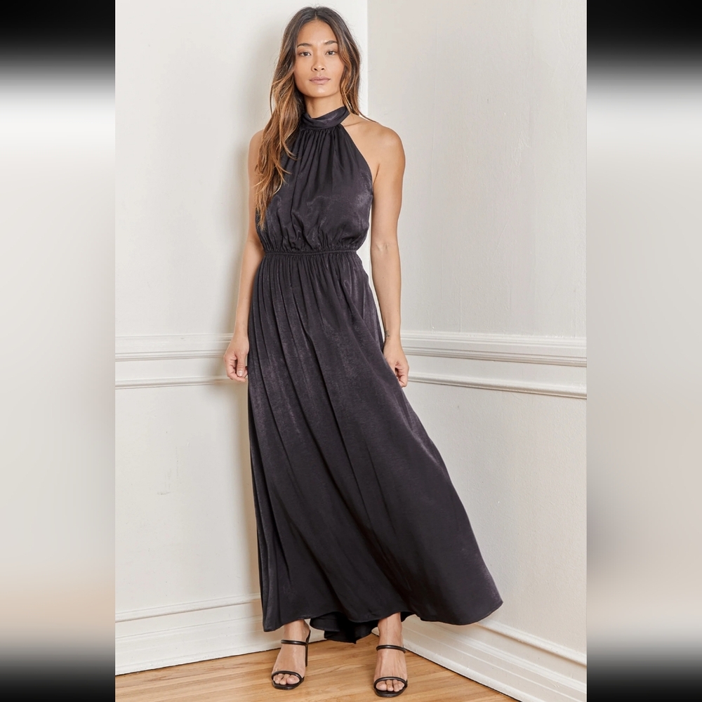 New Lulus Elegant Black Halter Maxi‎ Dress